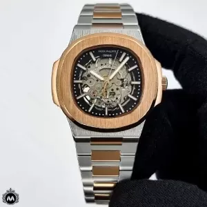 ساعت مردانه پتک فیلیپ ناتیلوس رزگلد نقره ای اسکلتون 66490 Patek Philippe Nautilus