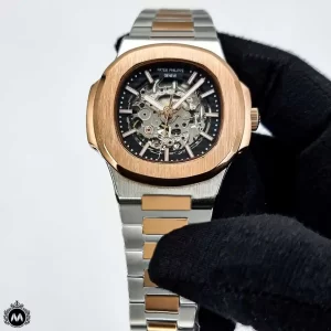 ساعت مردانه پتک فیلیپ ناتیلوس رزگلد نقره ای اسکلتون 66490 Patek Philippe Nautilus