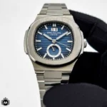 ساعت مردانه پتک فیلیپ ناتیلوس صفحه سورمه ای دو تقویمه 1124 Patek Philippe Nautilus