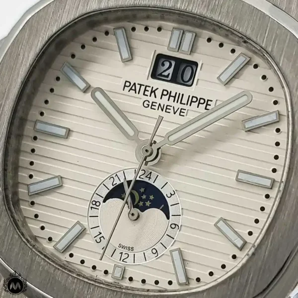 ساعت مردانه پتک فیلیپ ناتیلوس نقره ای دو تقویمه 1024 Patek Philippe Nautilus
