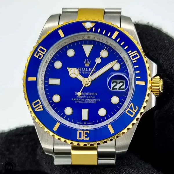 ساعت مچی رولکس ساب مارینر دورنگ طلایی صفحه آبی 89637 Rolex Submariner