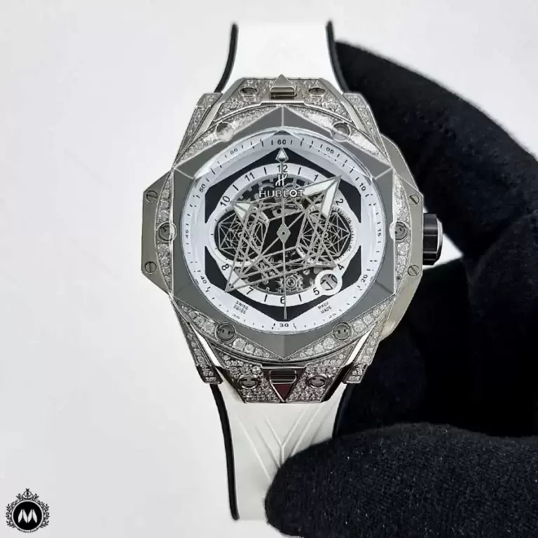 ساعت مردانه هابلوت کهکشانی فول نگین سفید Hublot Sang Bleu II 83117