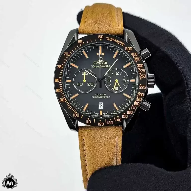 ساعت امگا مردانه اسپید مستر بند جیر نسکافه ای Omega Speedmaster S2031