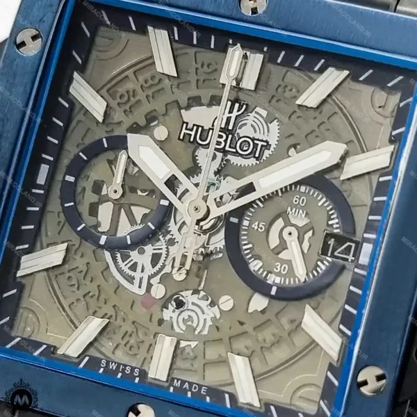 ساعت هابلوت مردانه مربعی آبی Hublot Square Bang HS897G