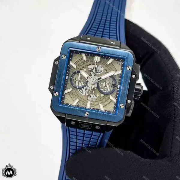 ساعت هابلوت مردانه مربعی آبی Hublot Square Bang HS897G