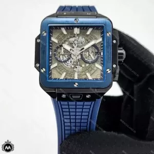 ساعت هابلوت مردانه مربعی آبی Hublot Square Bang HS897G