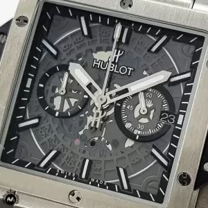 ساعت هابلوت مردانه مربعی نقره ای Hublot Square Bang HS867G