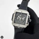 ساعت هابلوت مردانه مربعی نقره ای Hublot Square Bang HS867G