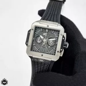 ساعت هابلوت مردانه مربعی نقره ای Hublot Square Bang HS867G