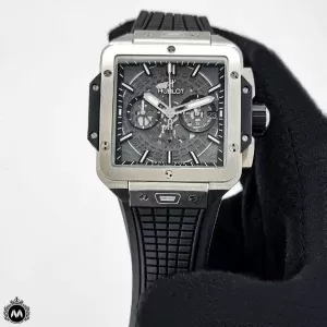 ساعت هابلوت مردانه مربعی نقره ای Hublot Square Bang HS867G