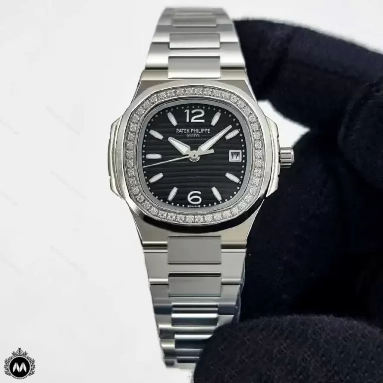 ساعت زنانه پتک فیلیپ ناتیلوس نقره ای دور نگین Patek Philippe Nautilus 8363L