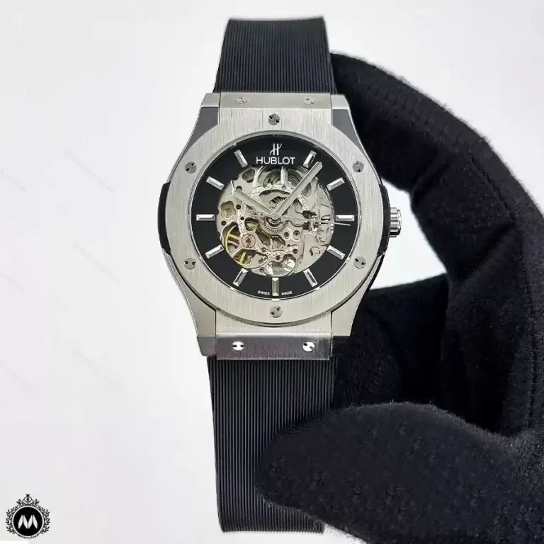 ساعت مردانه هابلوت اسکلتون اتوماتیک نقره ای Hublot Big Bang 7083G