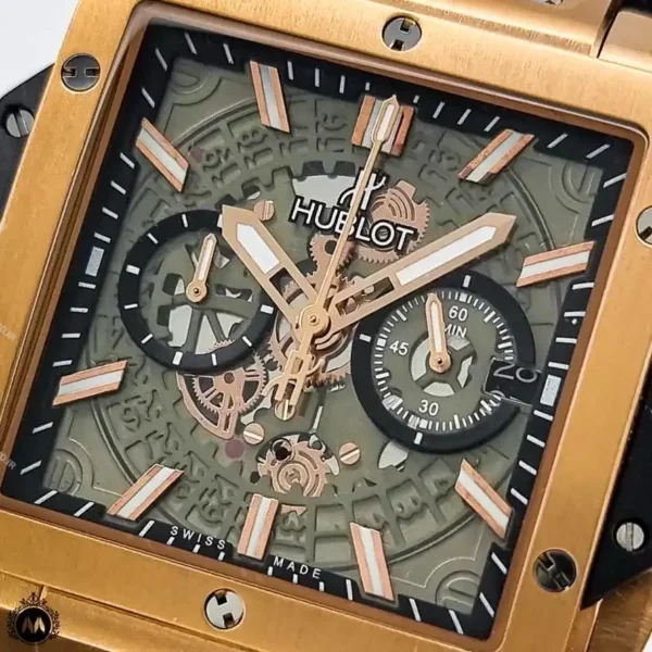 ساعت هابلوت مردانه مربعی رزگلد Hublot Square Bang HS890G