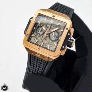 ساعت هابلوت مردانه مربعی رزگلد Hublot Square Bang HS890G