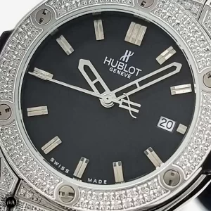 ساعت هابلوت زنانه فول نگین مشکی Hublot BigBang 3044L