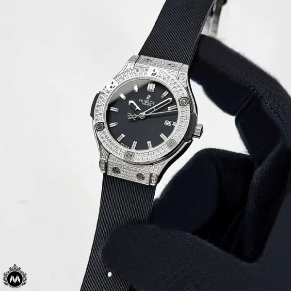 ساعت هابلوت زنانه فول نگین مشکی Hublot BigBang 3044L