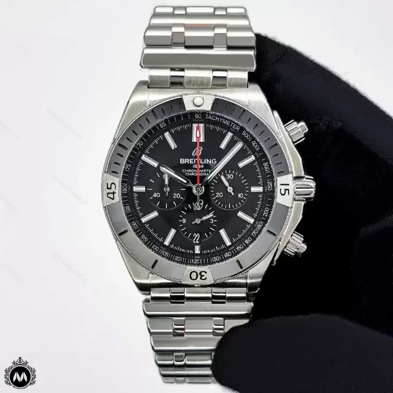 ساعت برایتلینگ خلبانی بند فلزی صفحه مشکی Breitling A9615G