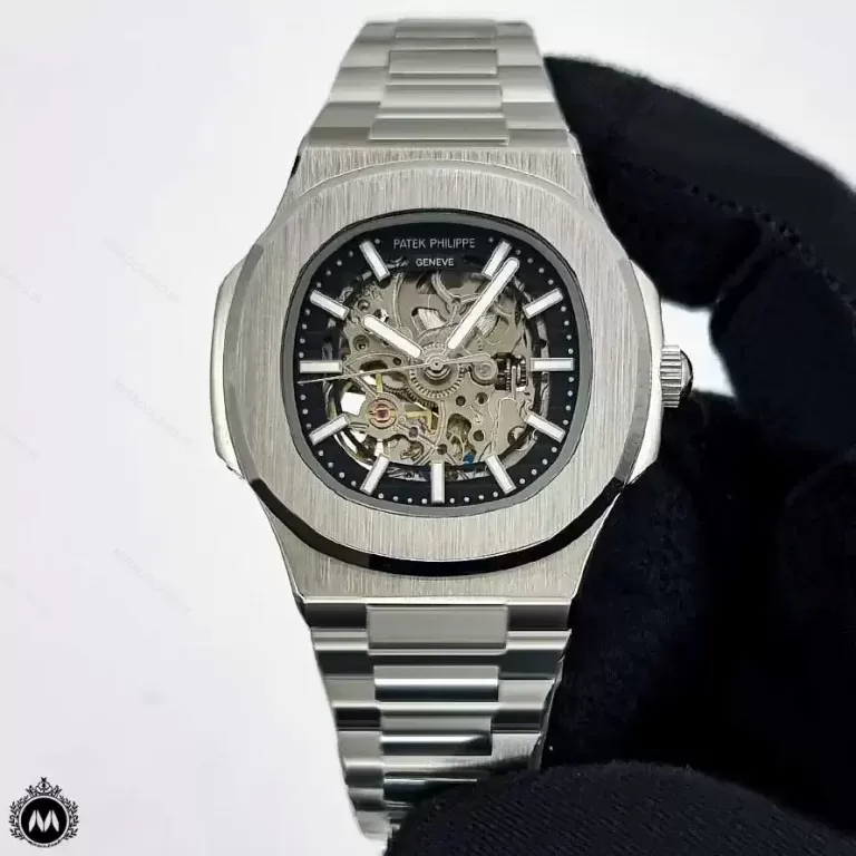 ساعت پتک فیلیپ مردانه ناتیلوس نقره ای اسکلتون 66490 Patek Philippe Nautilus