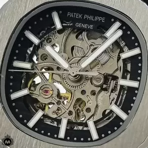 ساعت پتک فیلیپ مردانه ناتیلوس نقره ای اسکلتون 66490 Patek Philippe Nautilus