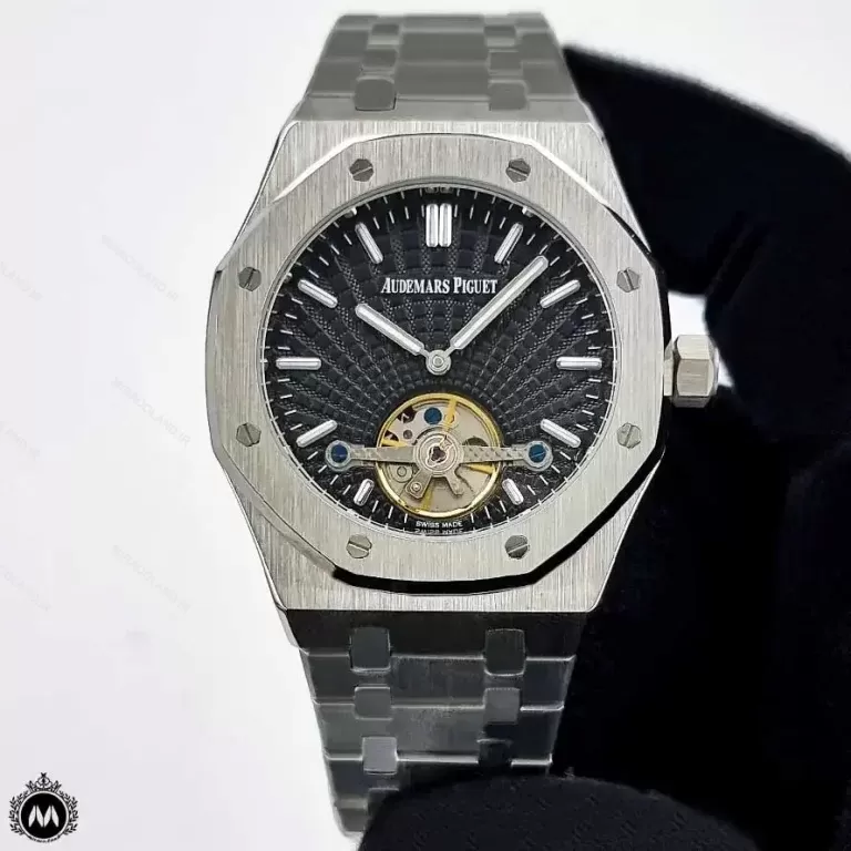 ساعت ادمارز پیگه مردانه نقره ای اپن هارت مشکی Audemars Piguet Royal Oak OS3346