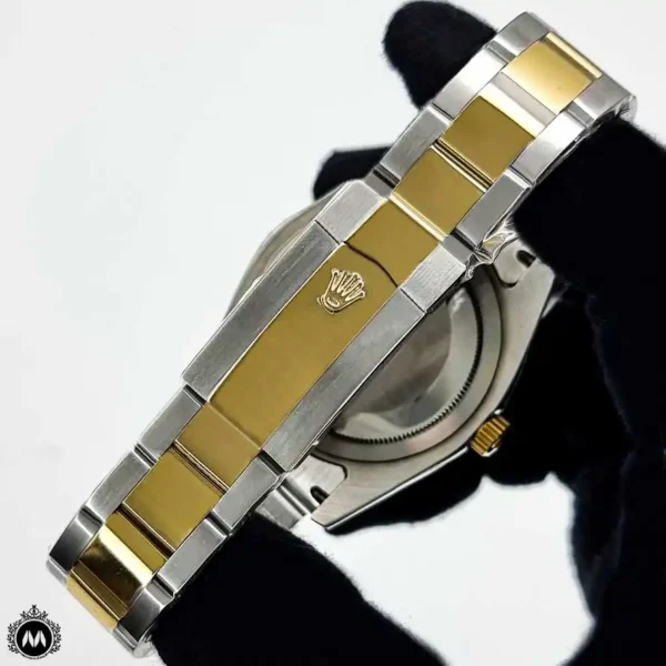 ساعت رولکس اسکای دولر مردانه طلایی نقره ای صفحه مشکی 6679 Rolex Sky-Dweller