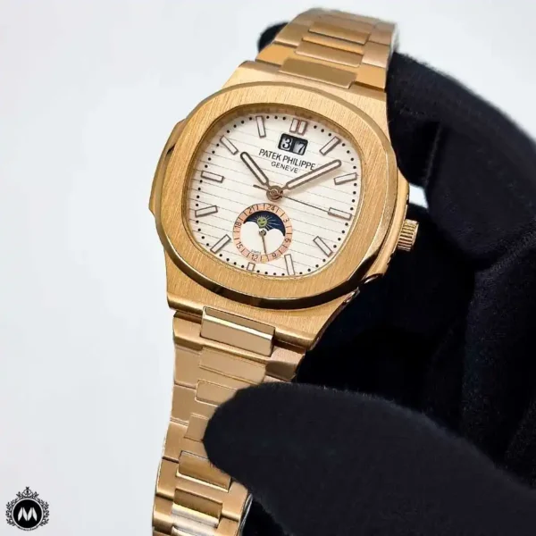 ساعت پتک فیلیپ مردانه ناتیلوس رزگلد دو تقویمه 3024 Patek Philippe Nautilus