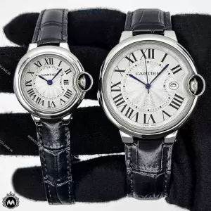 ساعت مچی کارتیر ست مردانه زنانه بالن بلو بند چرم Cartier Ballon Bleu CR42GL