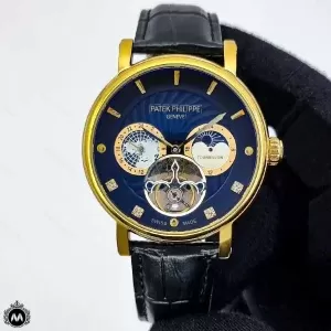 ساعت پتک فیلیپ مردانه اسکلتون طلایی مشکی Patek Philippe P9068G