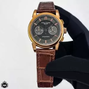 ساعت پتک فیلیپ مردانه بند چرمی سه موتوره Patek Philippe P3540G