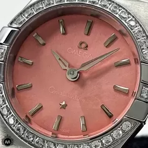 ساعت امگا صفحه صورتی دور نگین Omega Constellation 3543L