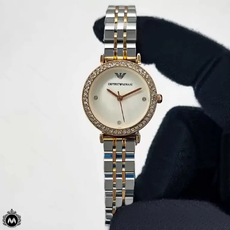 ساعت زنانه امپریو آرمانی کلاسیک رزگلد نقره ای صفحه سفید Emporio Armani AR3092