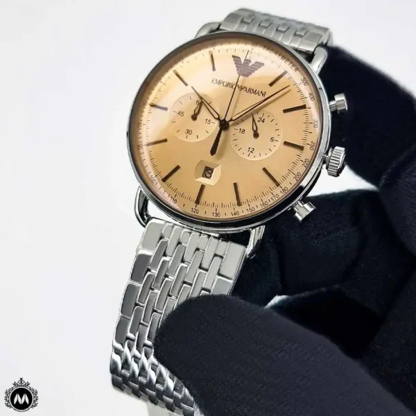 ساعت امپریو ارمانی مردانه بند استیل شیشه شامپاینی Emporio Armani AR11239