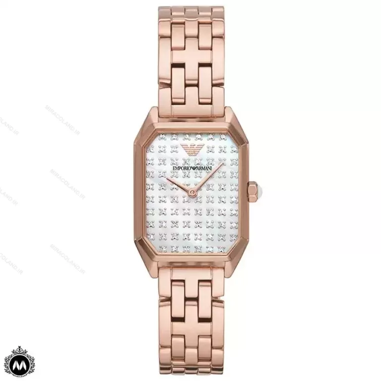 ساعت امپریو آرمانی زنانه مستطیلی رزگلد Emporio Armani AR11389