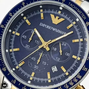 ساعت امپریو آرمانی مردانه نقره طلایی صفحه آبی Emporio Armani AR6088