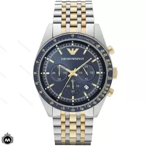 ساعت امپریو آرمانی مردانه نقره طلایی صفحه آبی Emporio Armani AR6088