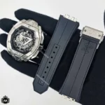 ساعت مردانه هابلوت فضایی نقره ای Hublot Sang Bleu III H75956G