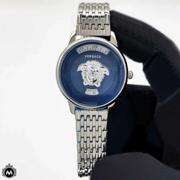 ساعت ورساچه زنانه کنتوری نقره ای صفحه آبی Versace V6052L