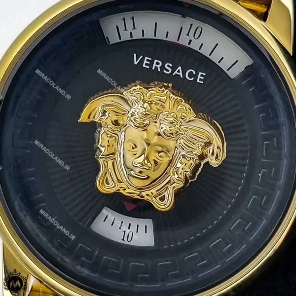 ساعت ورساچه زنانه کنتوری طلایی صفحه مشکی Versace V6056L