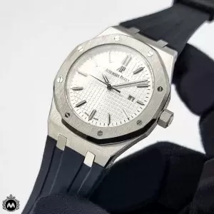 ساعت ای پی مردانه بند رابر صفحه سفید Audemars Piguet A8678G