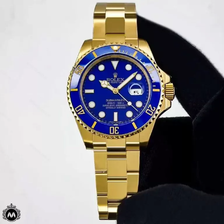 ساعت رولکس سابمرینر اتوماتیک طلایی صفحه آبی Rolex Submariner R7392G