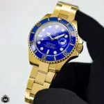 ساعت رولکس سابمرینر اتوماتیک طلایی صفحه آبی Rolex Submariner R7392G