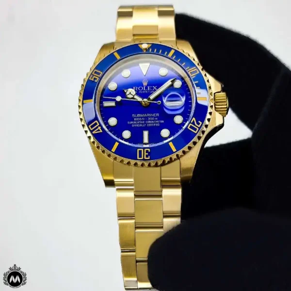 ساعت رولکس سابمرینر اتوماتیک طلایی صفحه آبی Rolex Submariner R7392G