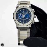 ساعت هابلوت مردانه بند فلزی صفحه سورمه ای Hublot Big Bang H7844G