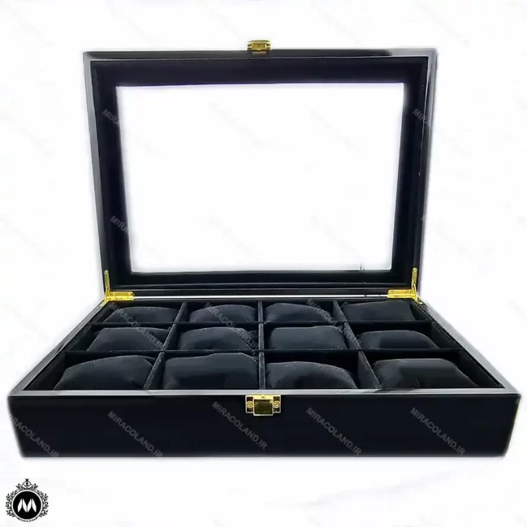 جعبه ساعت طرح چوب 12عددی مشکی Watch Box 0730