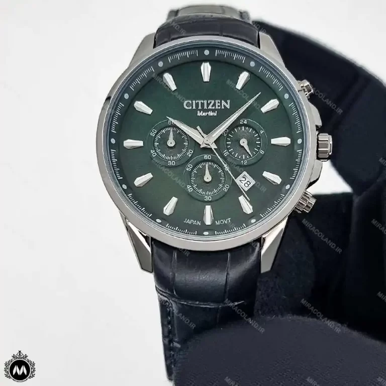 ساعت سیتیزن مردانه بند چرمی صفحه سبز CITIZEN MARTINI CM-2396