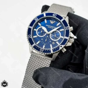 ساعت امپریو ارمانی مردانه بند حصیری نقره ای Emporio Armani AR1950