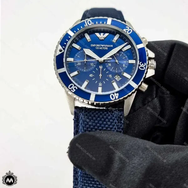 ساعت امپریو ارمانی مردانه بند برزنتی آبی Emporio Armani AR11588