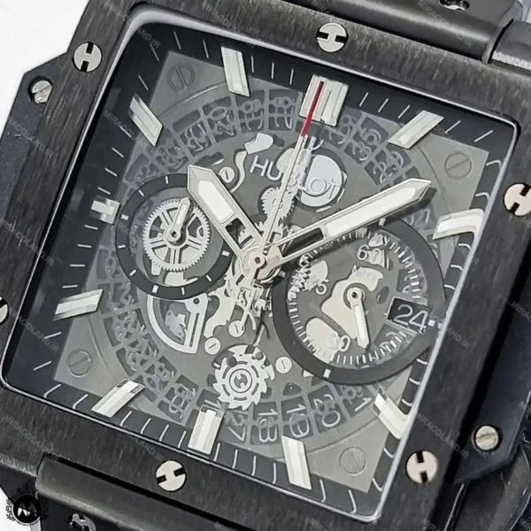 ساعت هابلوت مردانه مربعی طوسی Hublot Square Bang HS897G