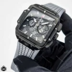 ساعت هابلوت مردانه مربعی طوسی Hublot Square Bang HS897G