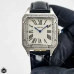 ساعت کارتیر زنانه دومونت بند چرم مشکی Cartier Santos-Dumont CR6750L